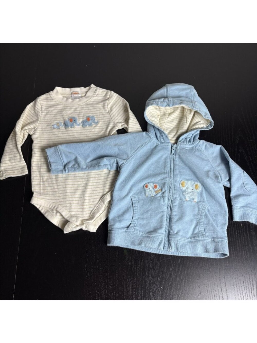 Vintage Y2K GYMBOREE Baby Boy 12-18/18-24M Elephant Bodysuit & Jacket Set 2005